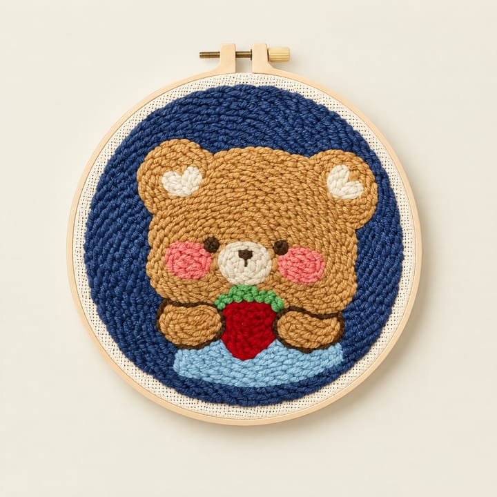 Animal Punch Needle Starter Kit, Bear with strawberry