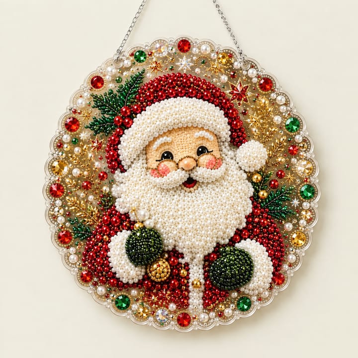 Christmas Pearl Diamond Art Ornament Kit, Santa with glasses