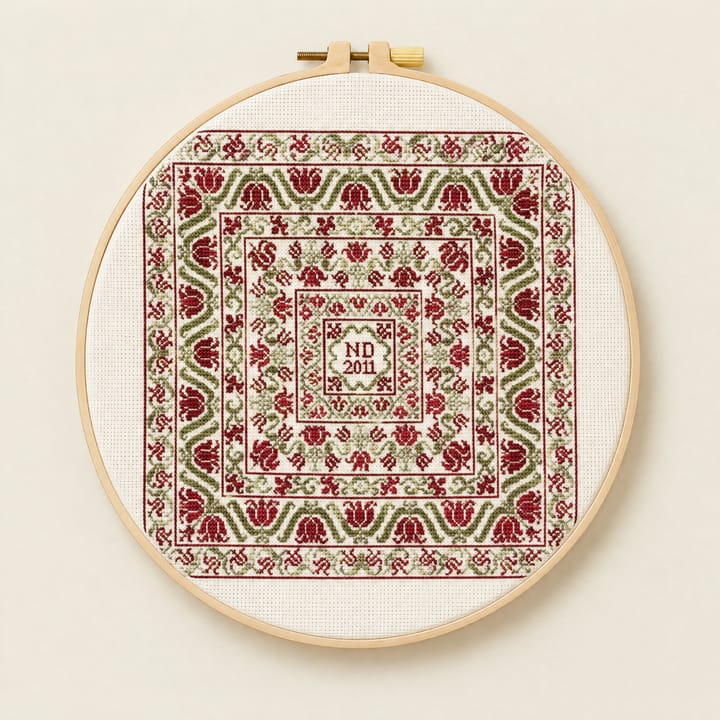Wildflower Square Cross Stitch Kit, Red and green tulip square