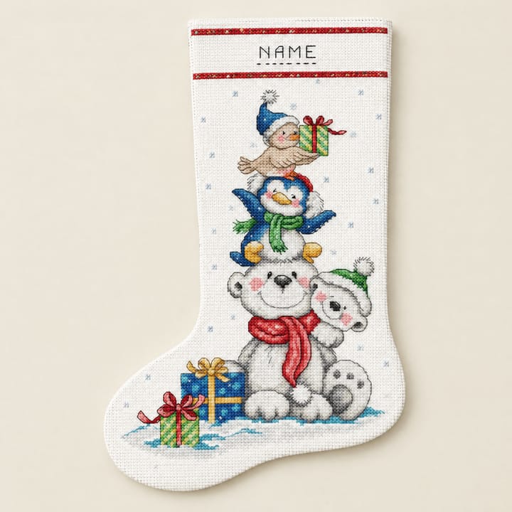 Christmas Stocking Cross Stitch Kit, Snowman with lantern