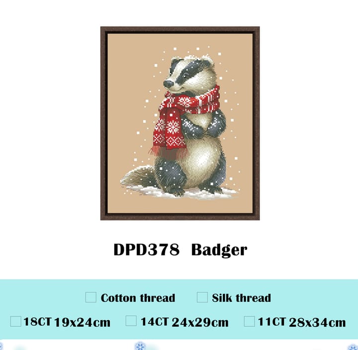 Animals in Sweaters Cross Stitch Kit, Badger