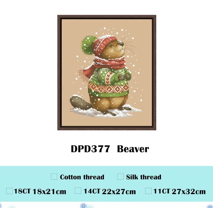 Animals in Sweaters Cross Stitch Kit, Beaver
