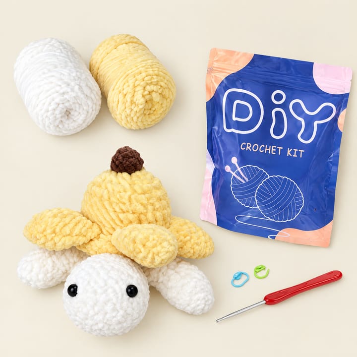 Banana turtle crochet kit with yarn and hook