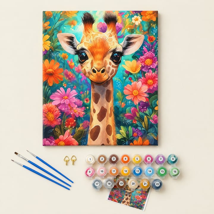 Giraffe in Flowers Paint by Number Kit