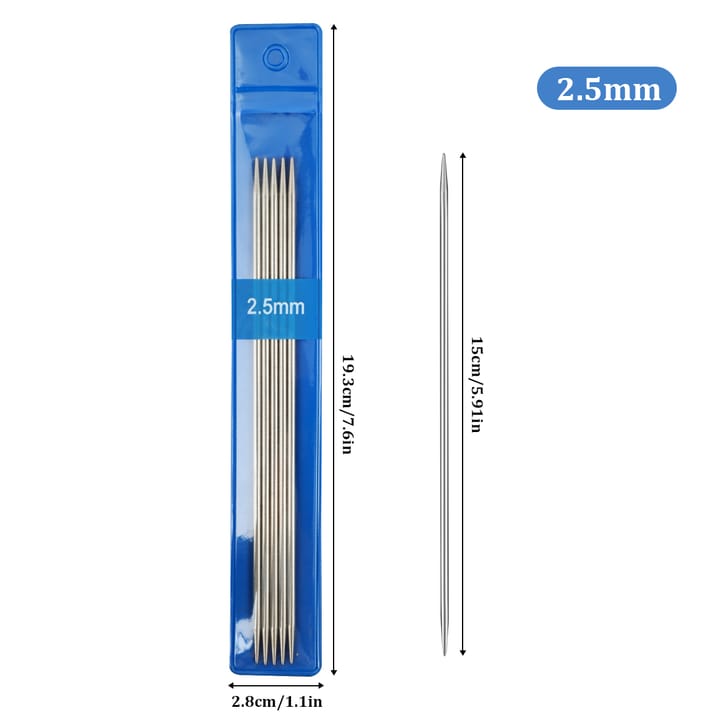 Silver Stainless Steel Knitting Needles, 2.5