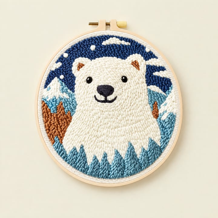 Cute Animal Punch Needle Kit, Polar bear