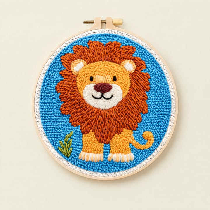 Cute Animal Punch Needle Kit, Lion