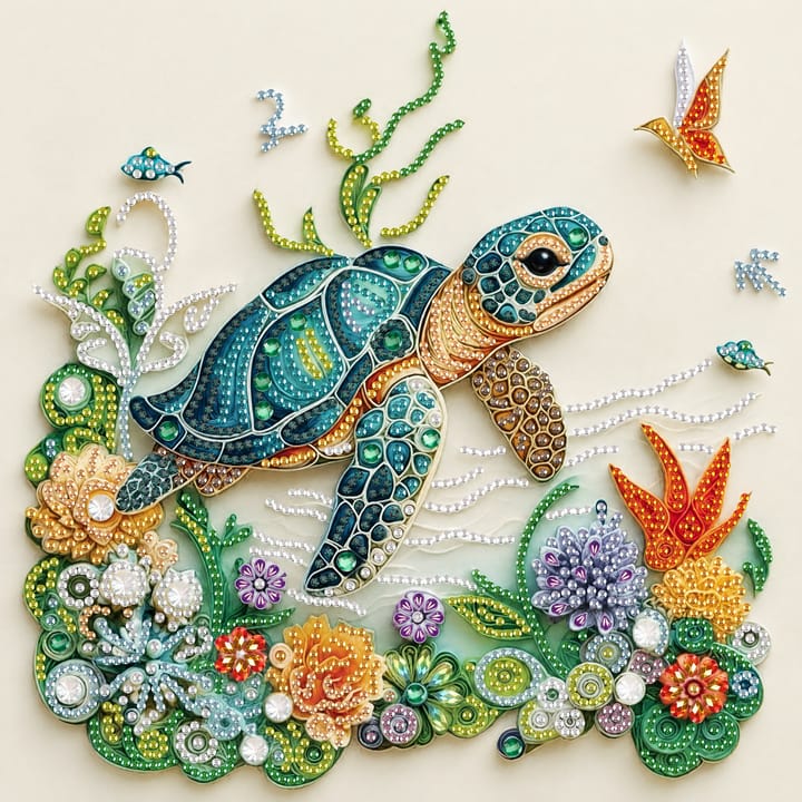 Turtle and Flower Diamond Art Kit, Turtle and flower