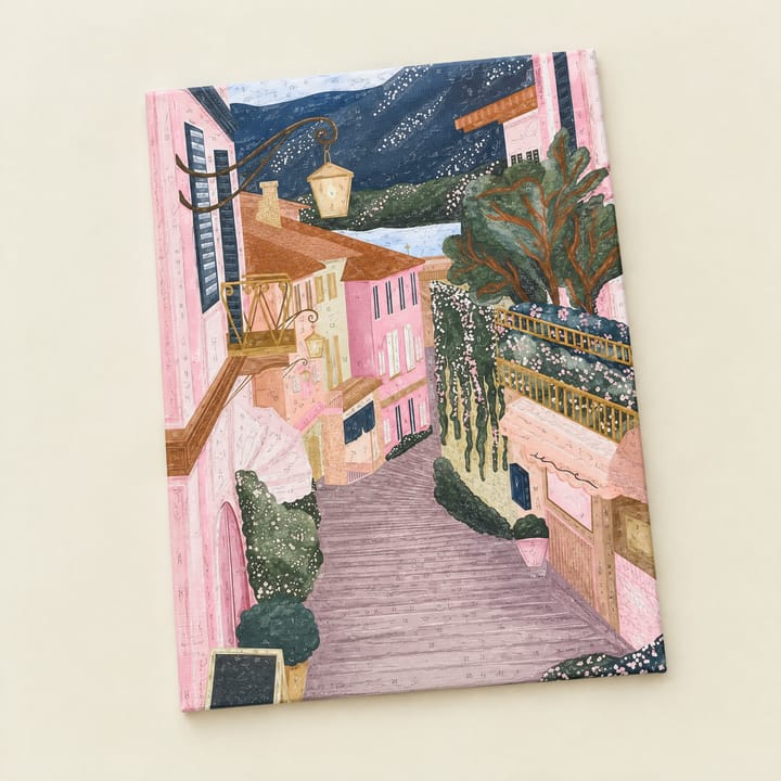 Night lane design: a pink lane under a street lamp