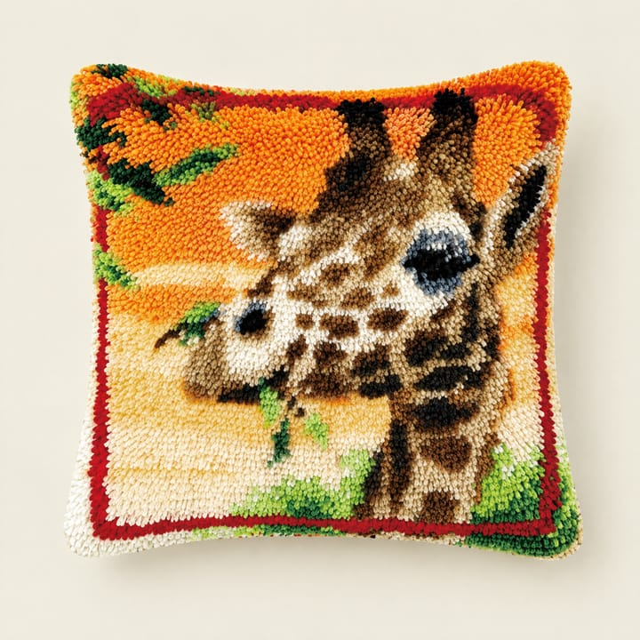 Giraffe latch hook pillow, 17 x 17 in