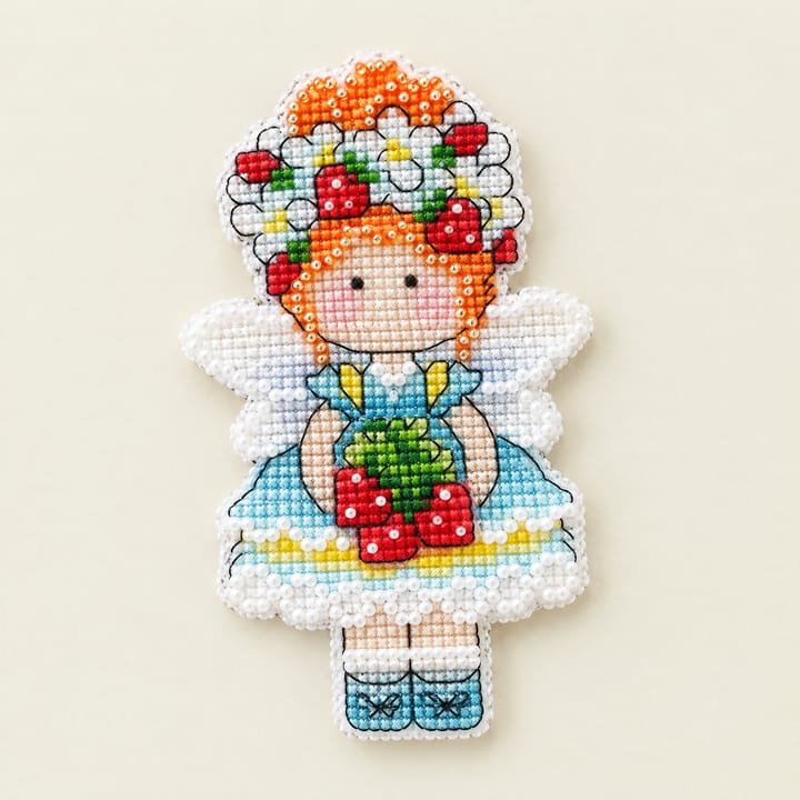 Angel Fridge Magnet Cross Stitch Kit, Strawberry angel