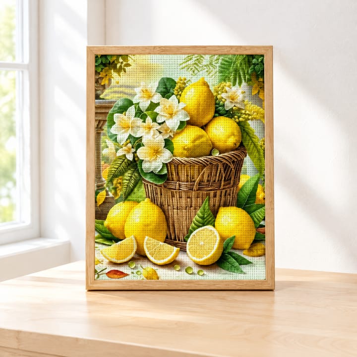 Lemon Botanical Cross Stitch Kit