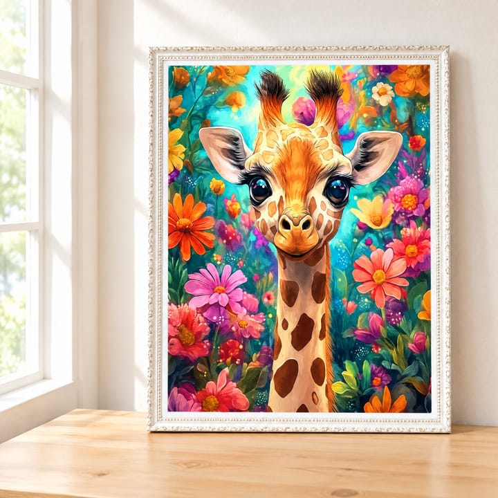 Giraffe in Flowers Paint by Number Kit
