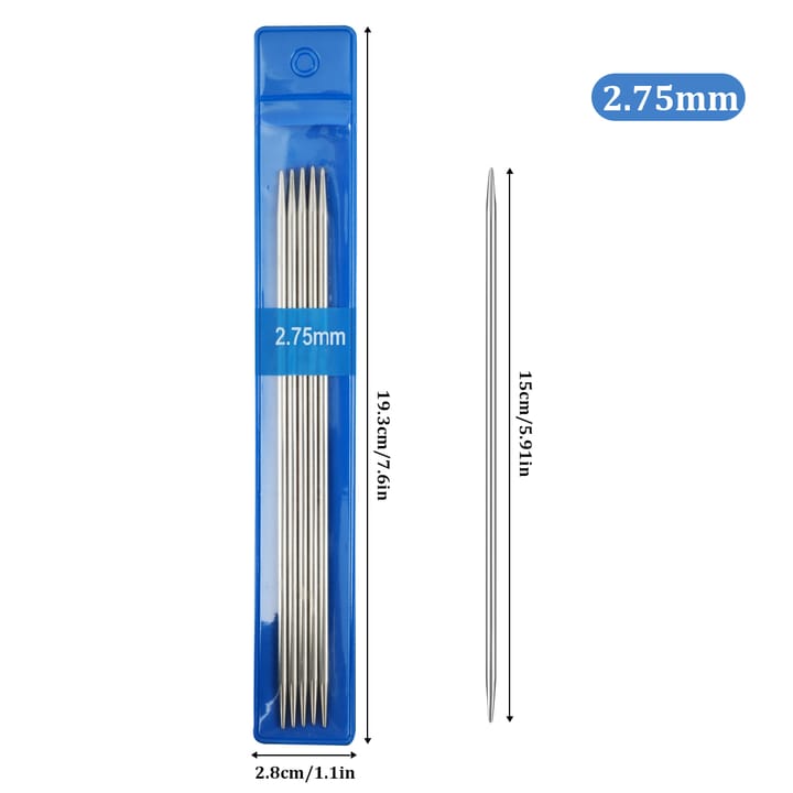 Silver Stainless Steel Knitting Needles, 2.75