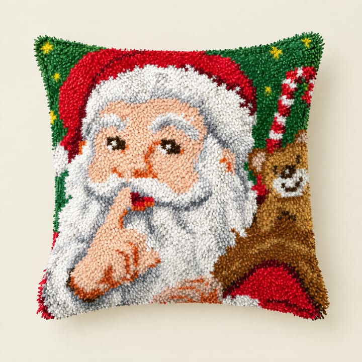 Santa's secret Christmas latch hook pillow, 17 x 17 in