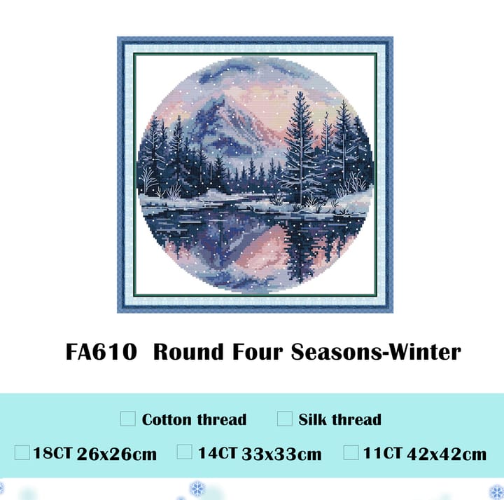 Four Seasons Cross Stitch Kit, Autumn sunset lake