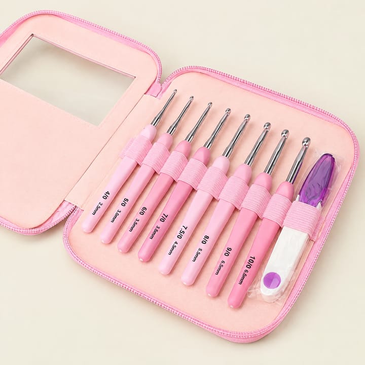 Pink Handle Crochet Hook Set, 2.5-6 mm