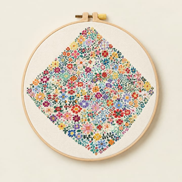 Wildflower Square Cross Stitch Kit, Multicolor wildflowers