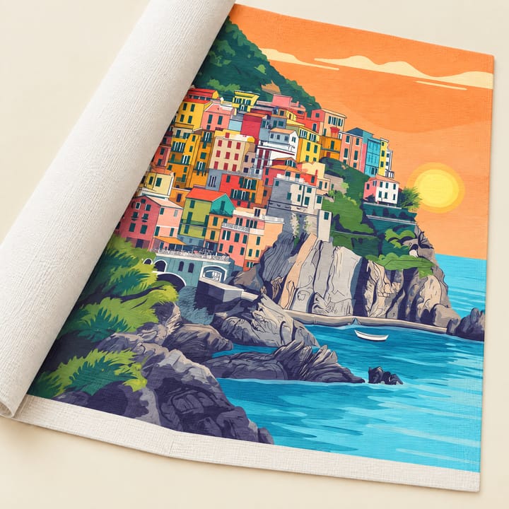 Cliff village design: colorful houses on a sea cliff