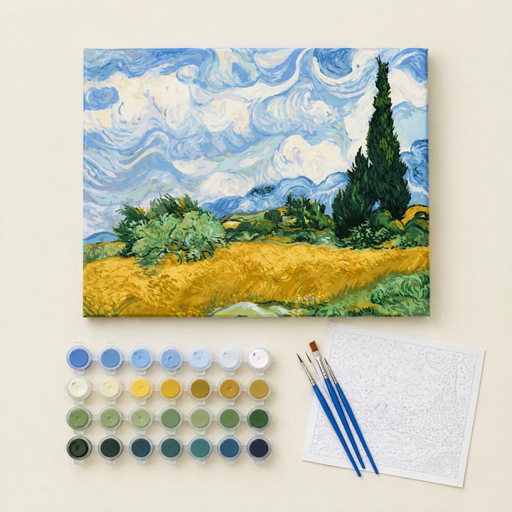 Wheat Field with Cypresses design