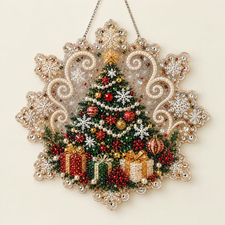Christmas Pearl Diamond Art Hanging Kit, Christmas tree with gifts
