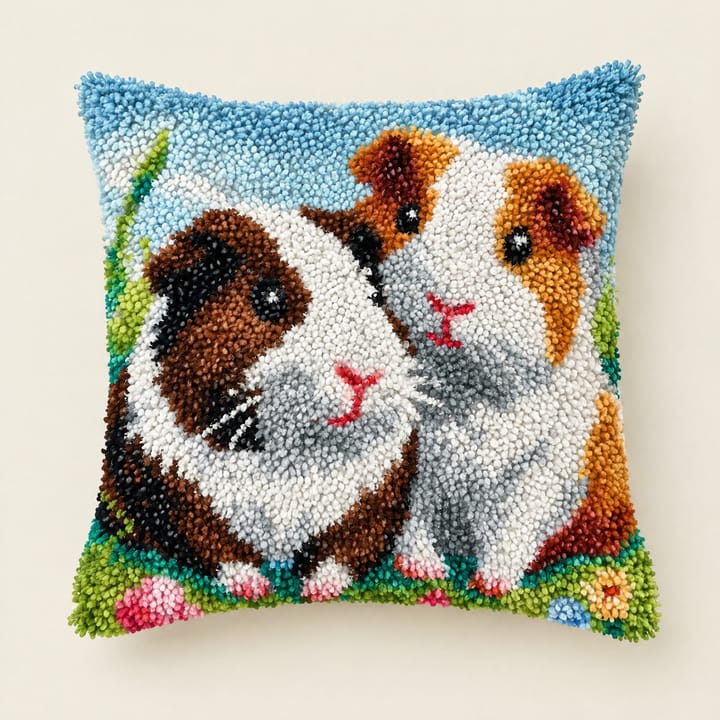 Latch Hook Pillow Kit, Two guinea pigs