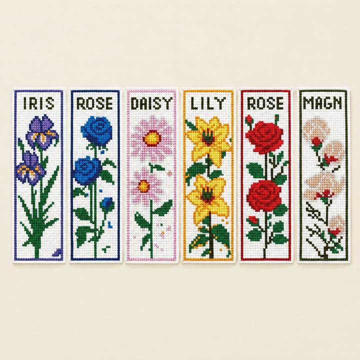 Stamped Needlepoint Bookmark Kit, Flowers