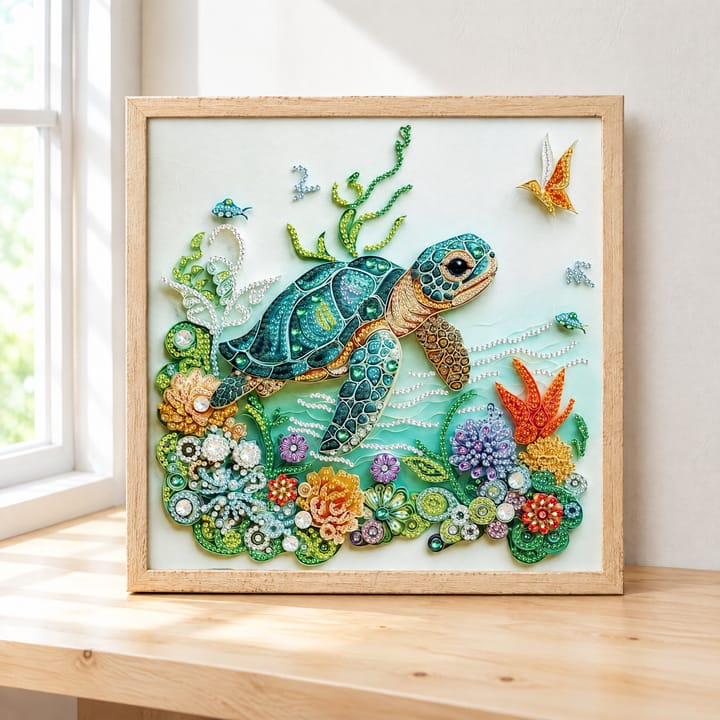 Turtle and Flower Diamond Art Kit