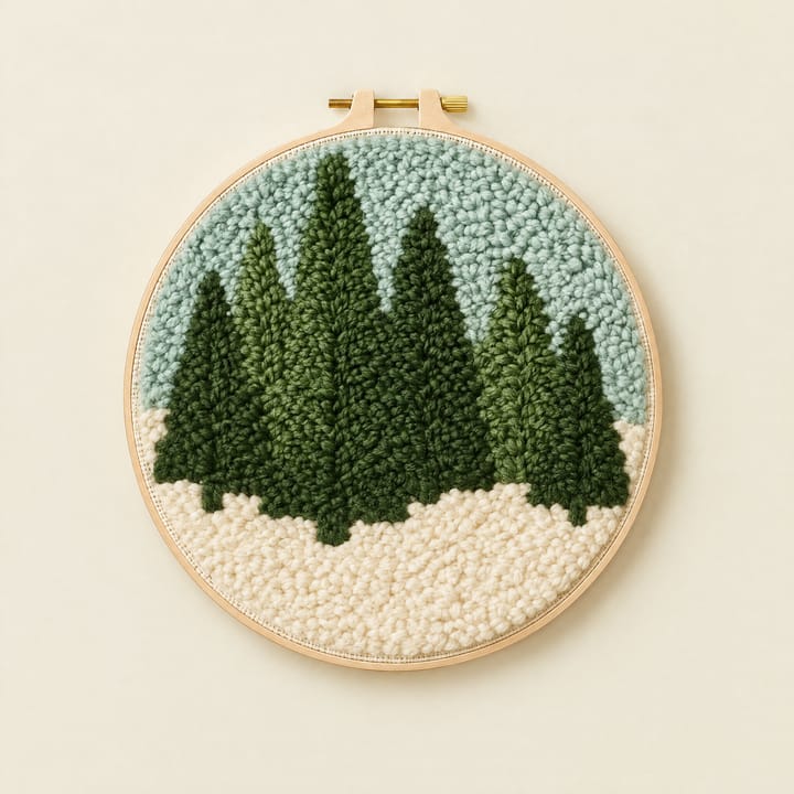 Scenic Punch Needle Kit, Evergreen trees