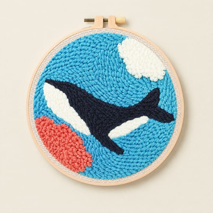 Animal Punch Needle Starter Kit, Whale in ocean