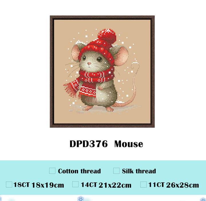 Animals in Sweaters Cross Stitch Kit, Mouse