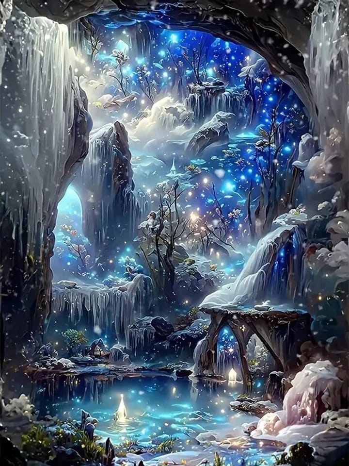 Blue Fantasy Diamond Art Kit, Blue fantasy landscape