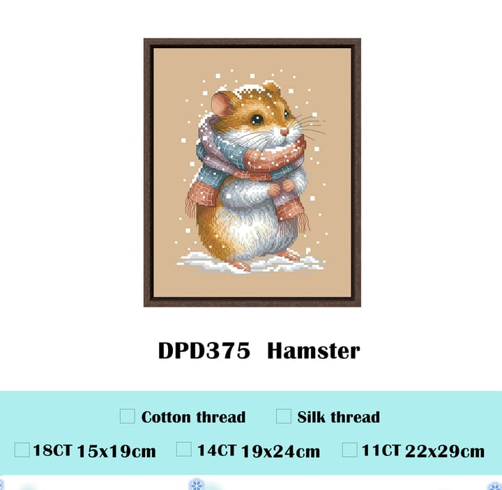 Animals in Sweaters Cross Stitch Kit, Hamster