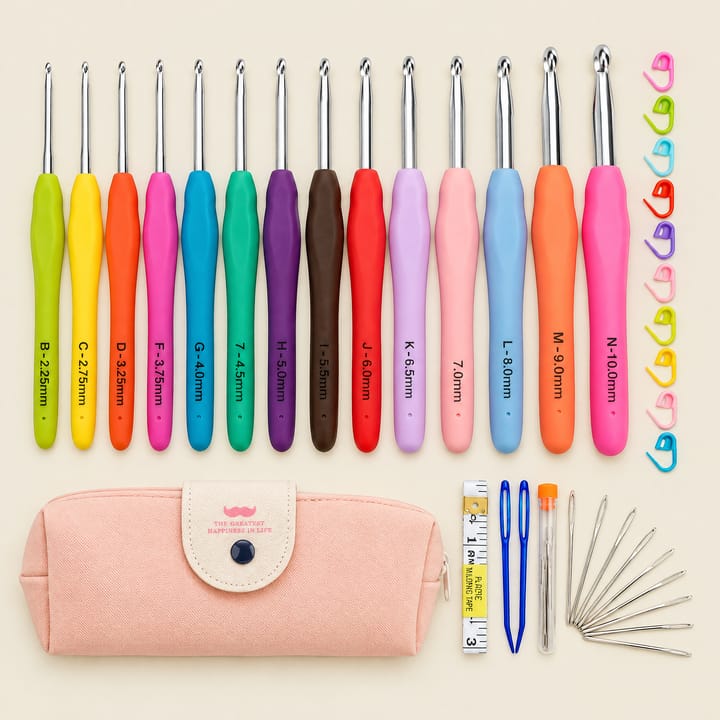 Everyday Crochet Hook Set, 14 hooks with case and accessories
