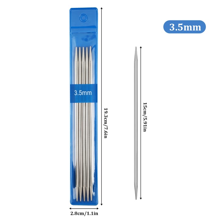 Silver Stainless Steel Knitting Needles, 3.5