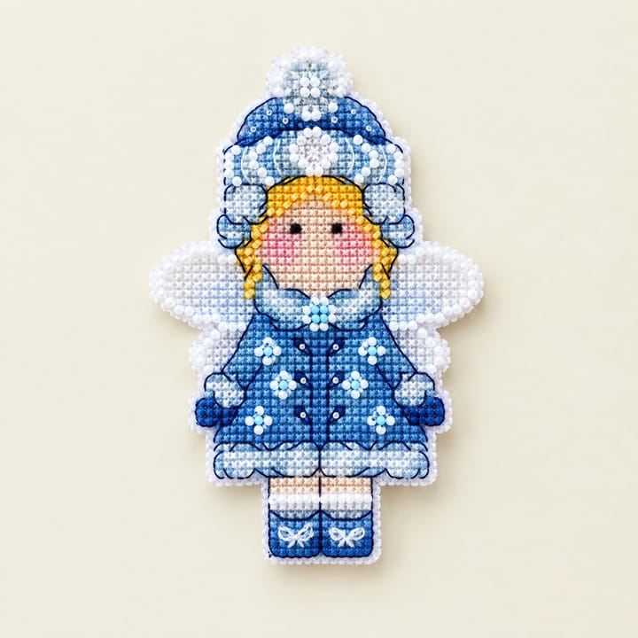 Angel Fridge Magnet Cross Stitch Kit, Blue winter angel