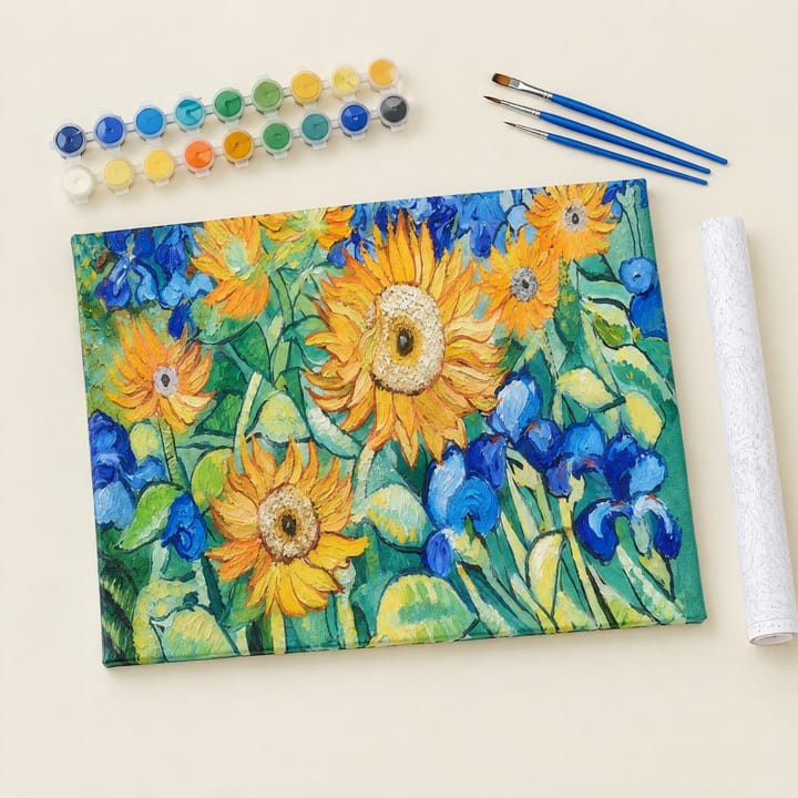Sunflowers and irises design