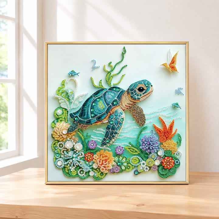 Turtle and Flower Diamond Art Kit