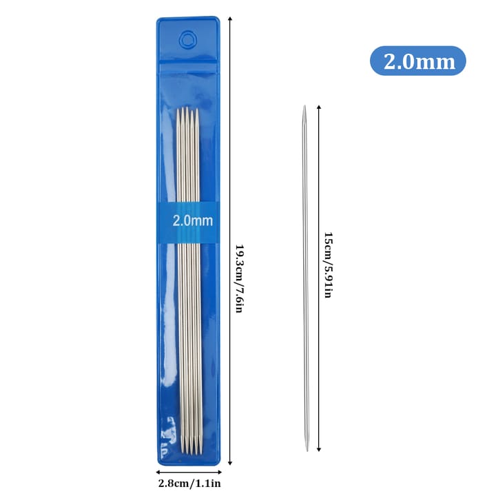 Silver Stainless Steel Knitting Needles, 2.0