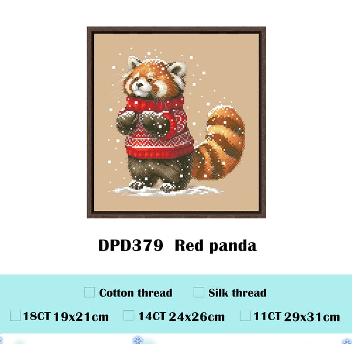 Animals in Sweaters Cross Stitch Kit, Red panda