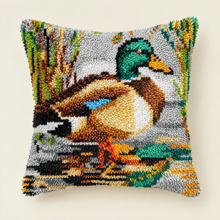 Latch Hook Pillow Kit, Mallard duck