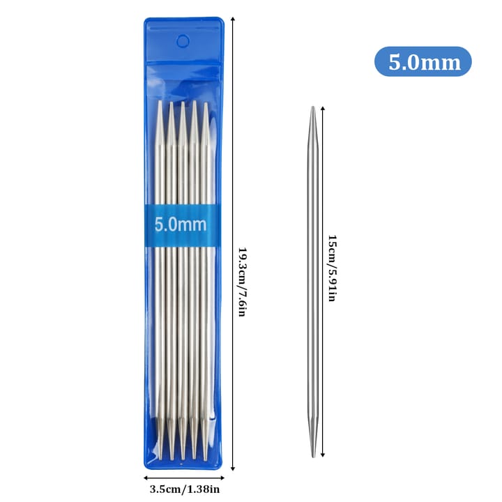 Silver Stainless Steel Knitting Needles, 5.0