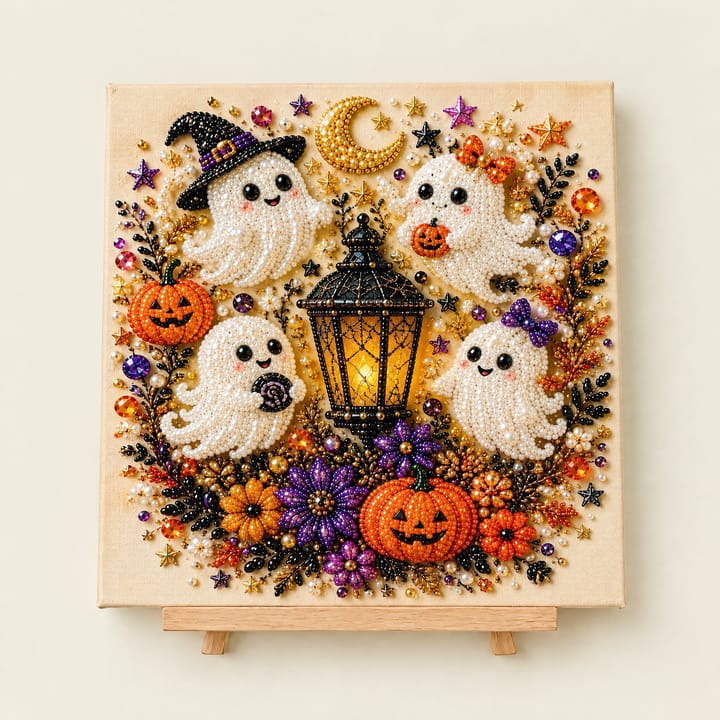 Haunted Harvest Diamond Art Kit, Ghosts with lantern