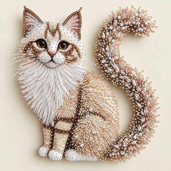 Fluffy Kitten Diamond Art Kit, White