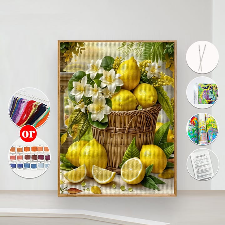 Lemon Botanical Cross Stitch Kit