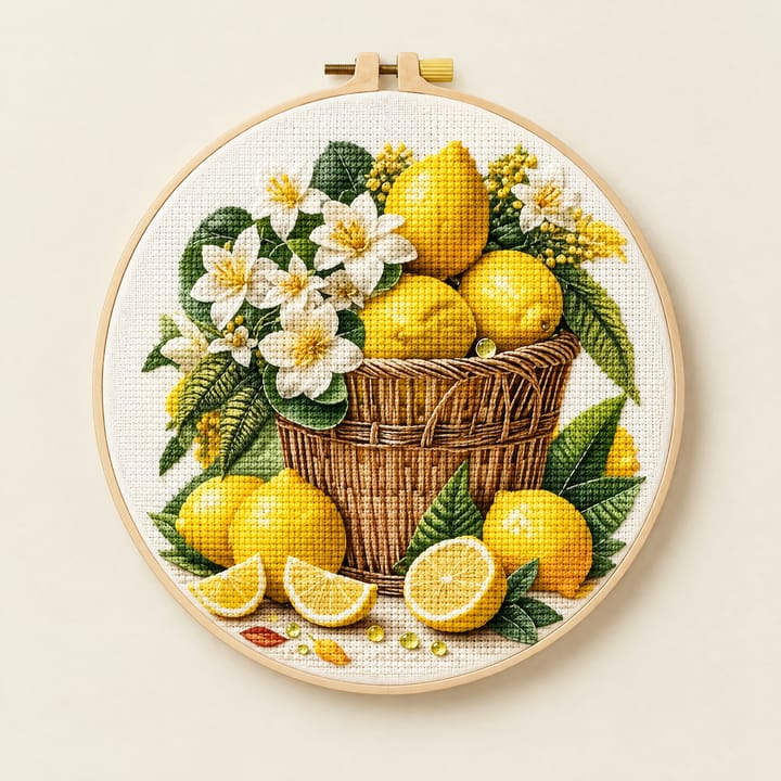 Lemon Botanical Cross Stitch Kit