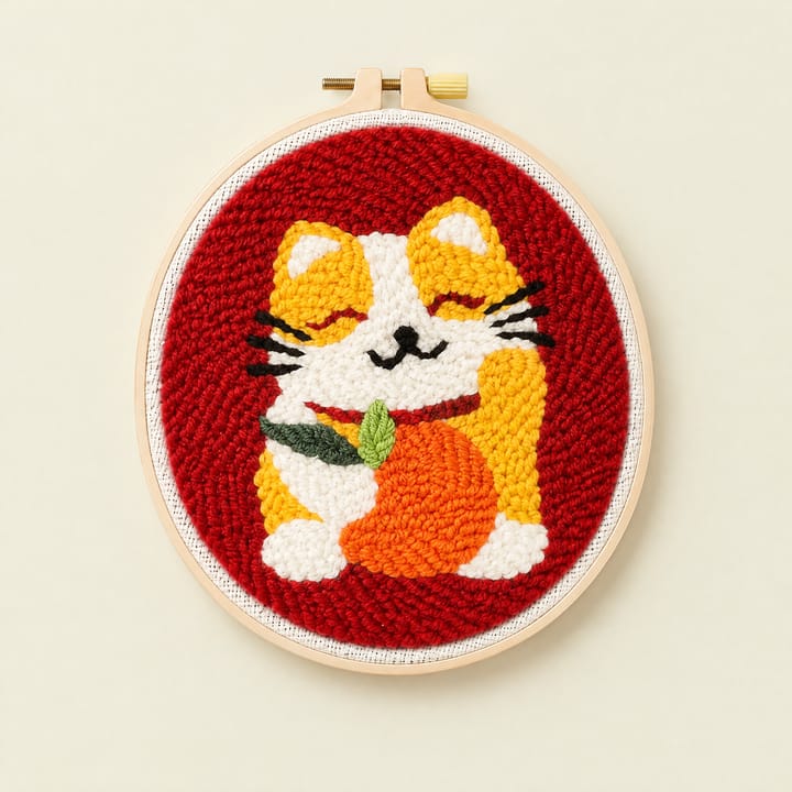 Cute Animal Punch Needle Kit, Cat with orange