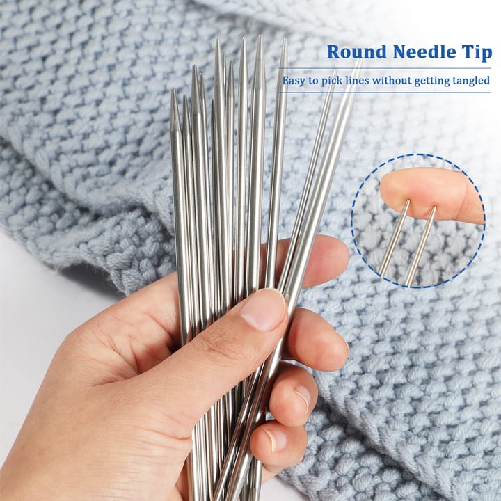 Silver Stainless Steel Knitting Needles