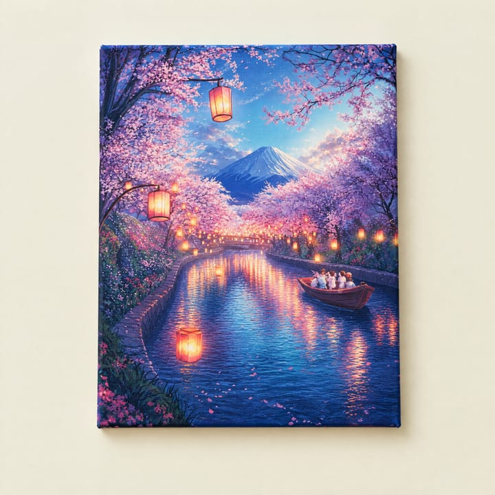 Night river design: lantern light reflected in a river at night