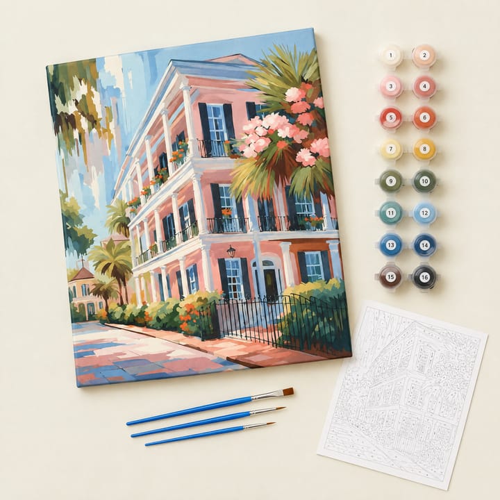 Pink mansion design: a pink house with white balconies